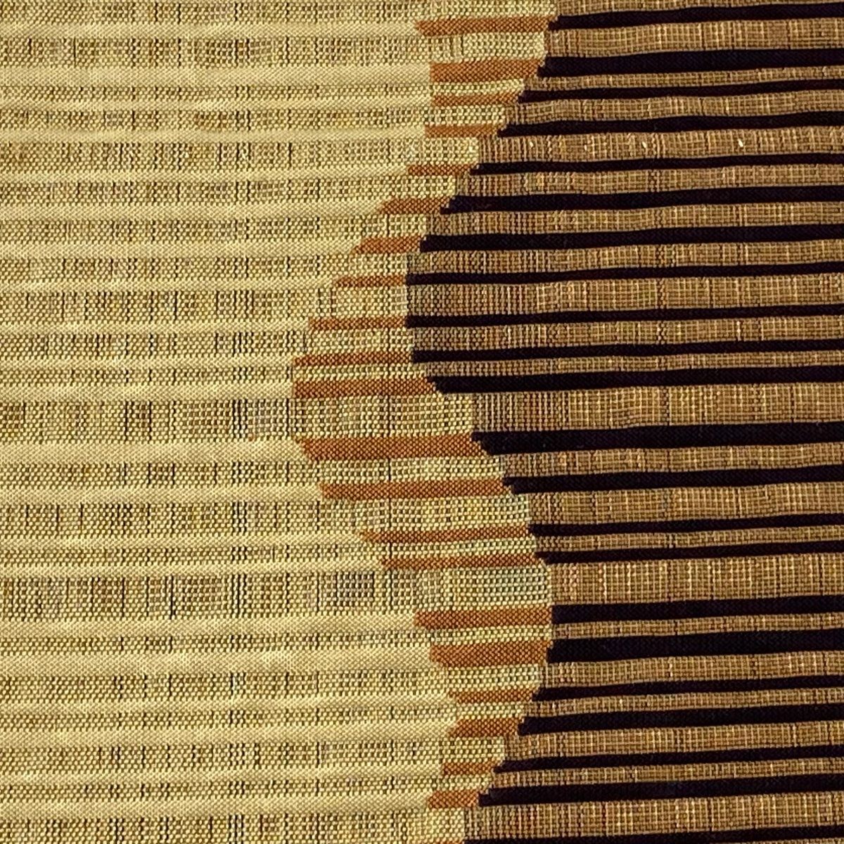 名古屋帯 優品 八寸名古屋帯 松葉仕立て 縞 よろけ縞 薄茶色 正絹