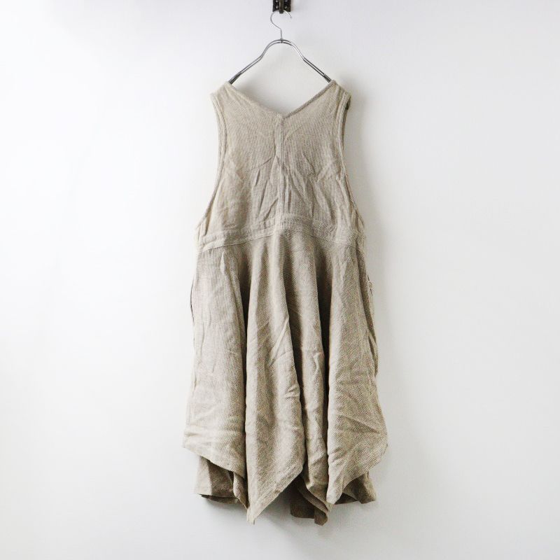 うさと USAATO 手織り 手紡ぎ 天然草木染め ノースリーブ Aライン フ ワンピース |ベージュ トップス 2400014539103
