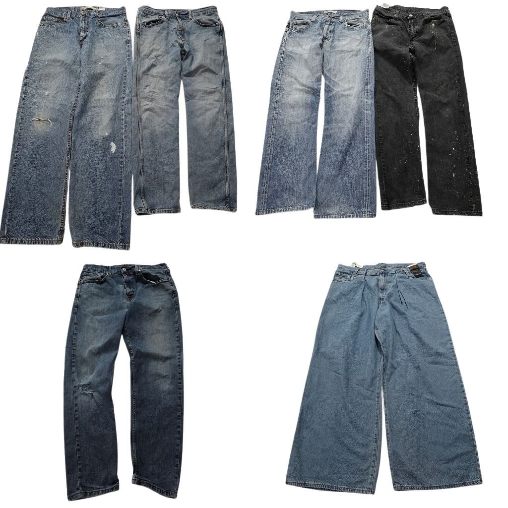 B品 古着卸 リーバイス 品番MIX デニム パンツ 6枚セット メンズ 32 |33 アメカジ フェード 革パッチ 古着 NA3634