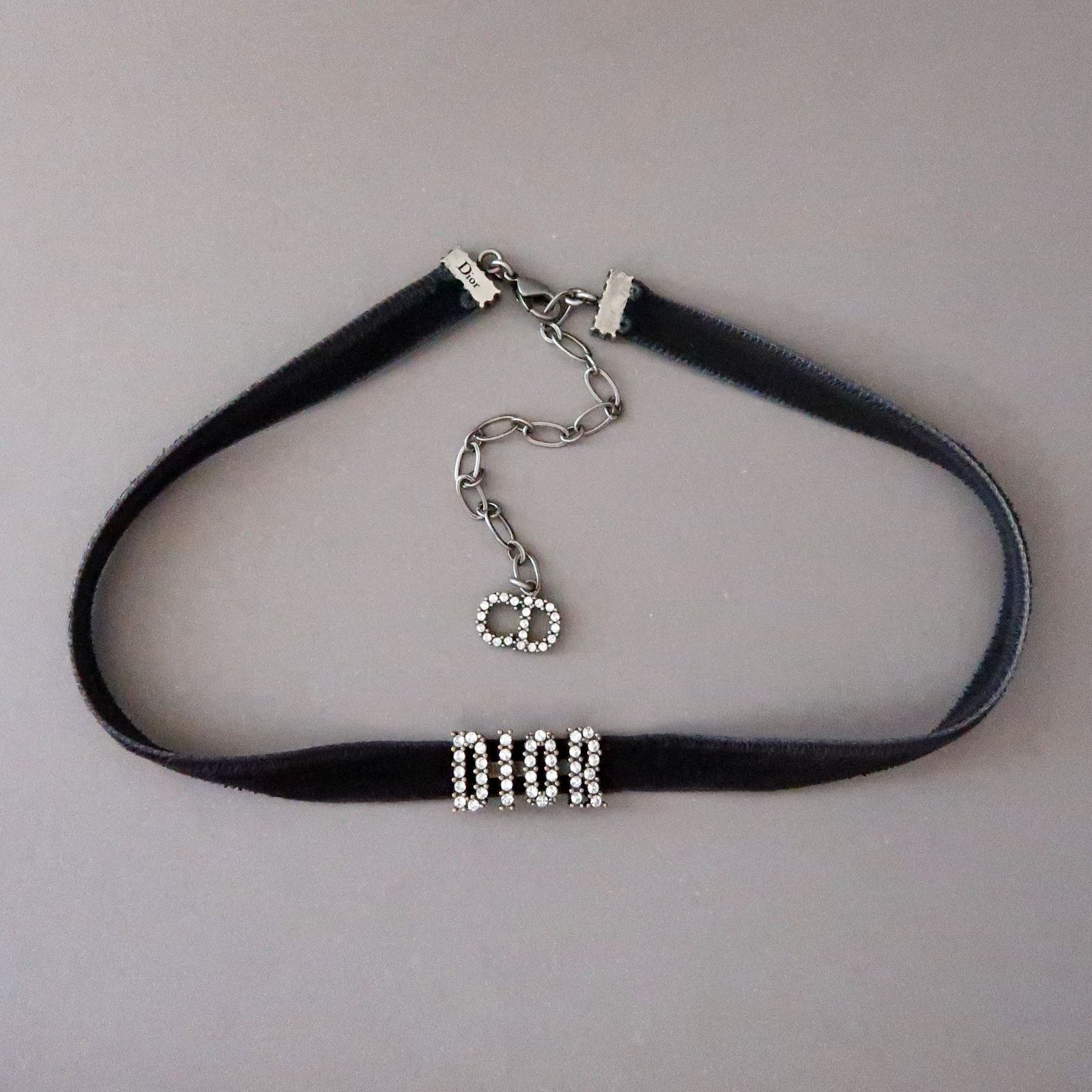 正規品 Christian Dior/ディオール ロゴ ラインストーン チョーカー ...