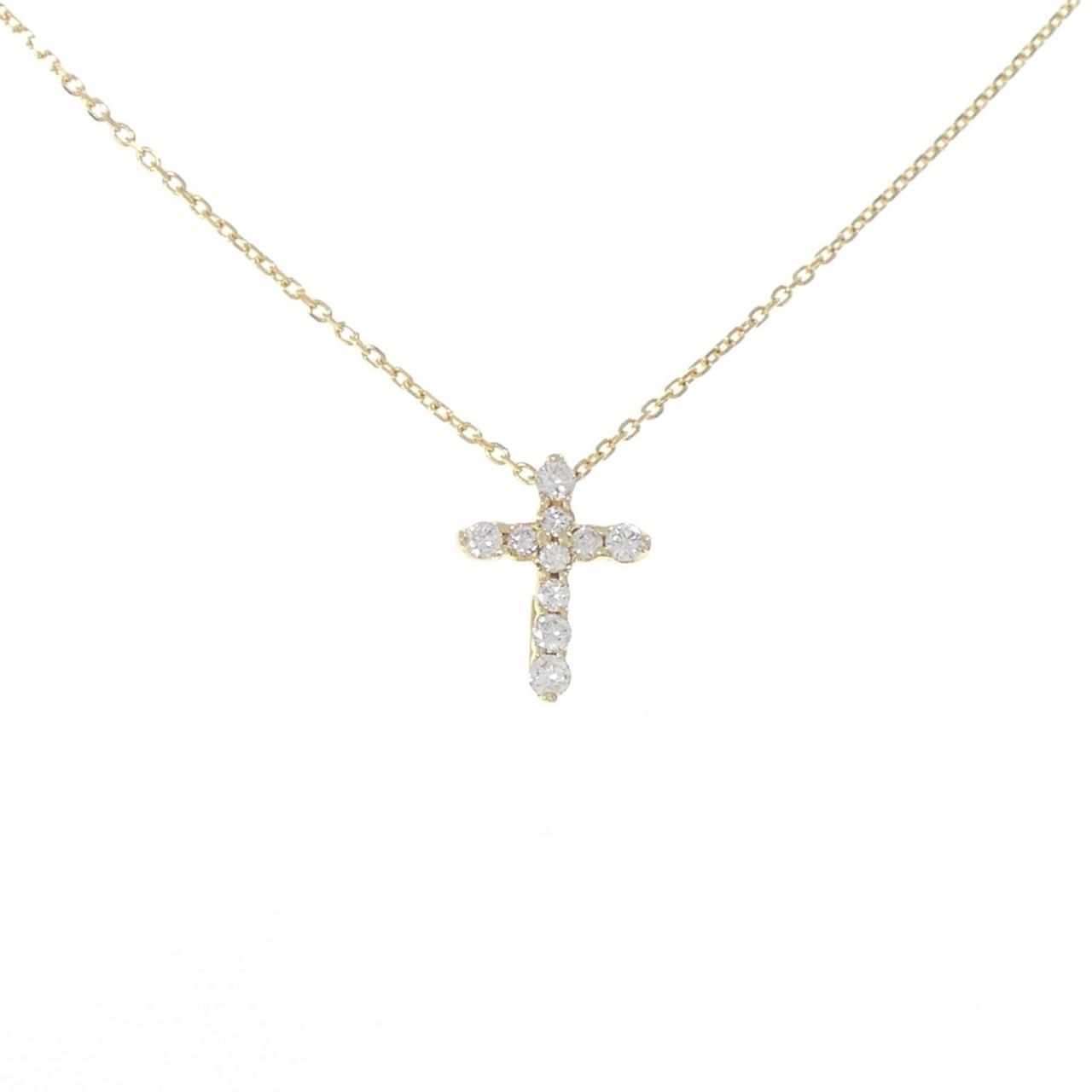K18YG クロス ダイヤモンド ネックレス 0.20CT
