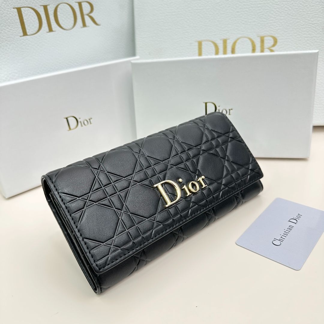 【Dior ディオール】新品ブラックカーフスキン長財布「Dior」財布ウォレット