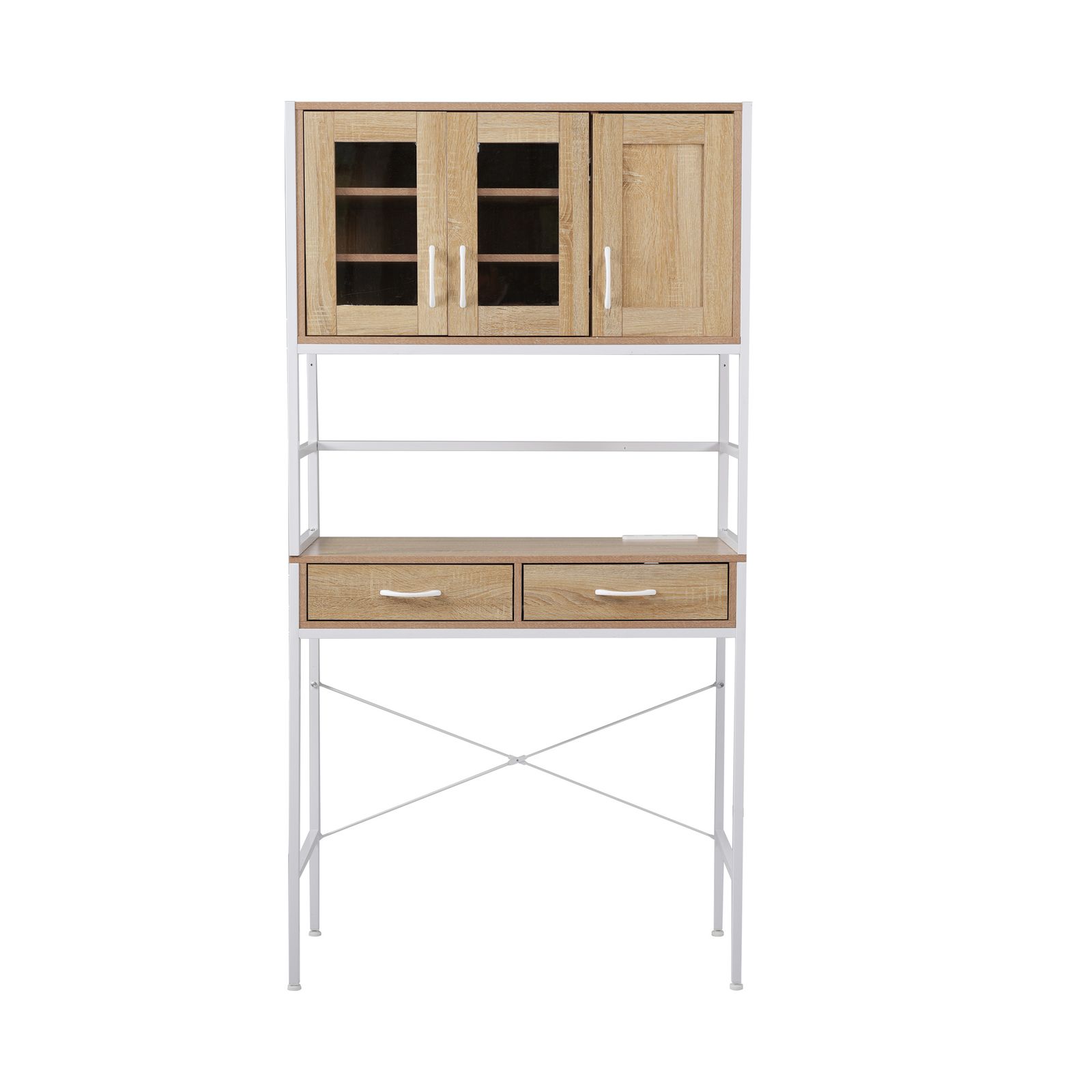 ニトリ ホワイト食器棚 ガラス扉付き 収納力抜群 ニトリ ホワイト食器