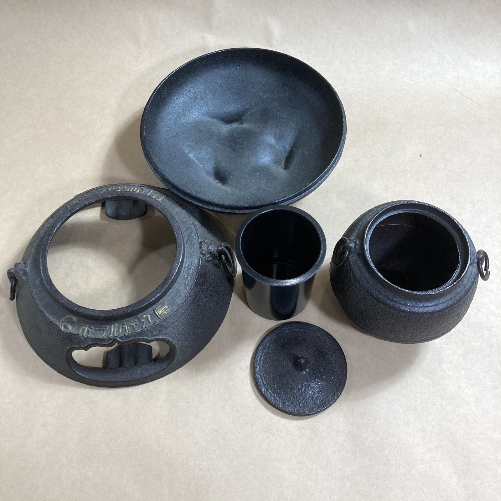 ☆ 鋳物製 鉄器 鉄製 茶道具 3点 まとめ商品 茶釜 風炉釜 急須 大・小 