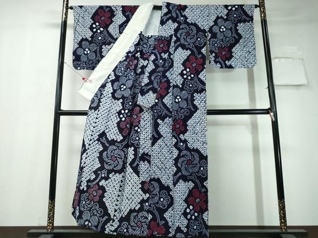 平和屋着物∴夏物　浴衣　有松鳴海絞り　蜘蛛絞り　菱文　綿　逸品　CAAW1074ng 平和屋着物∴夏物 浴衣 有松鳴海絞り 蜘蛛絞り 菱文 綿 逸品 CAAW1074ng