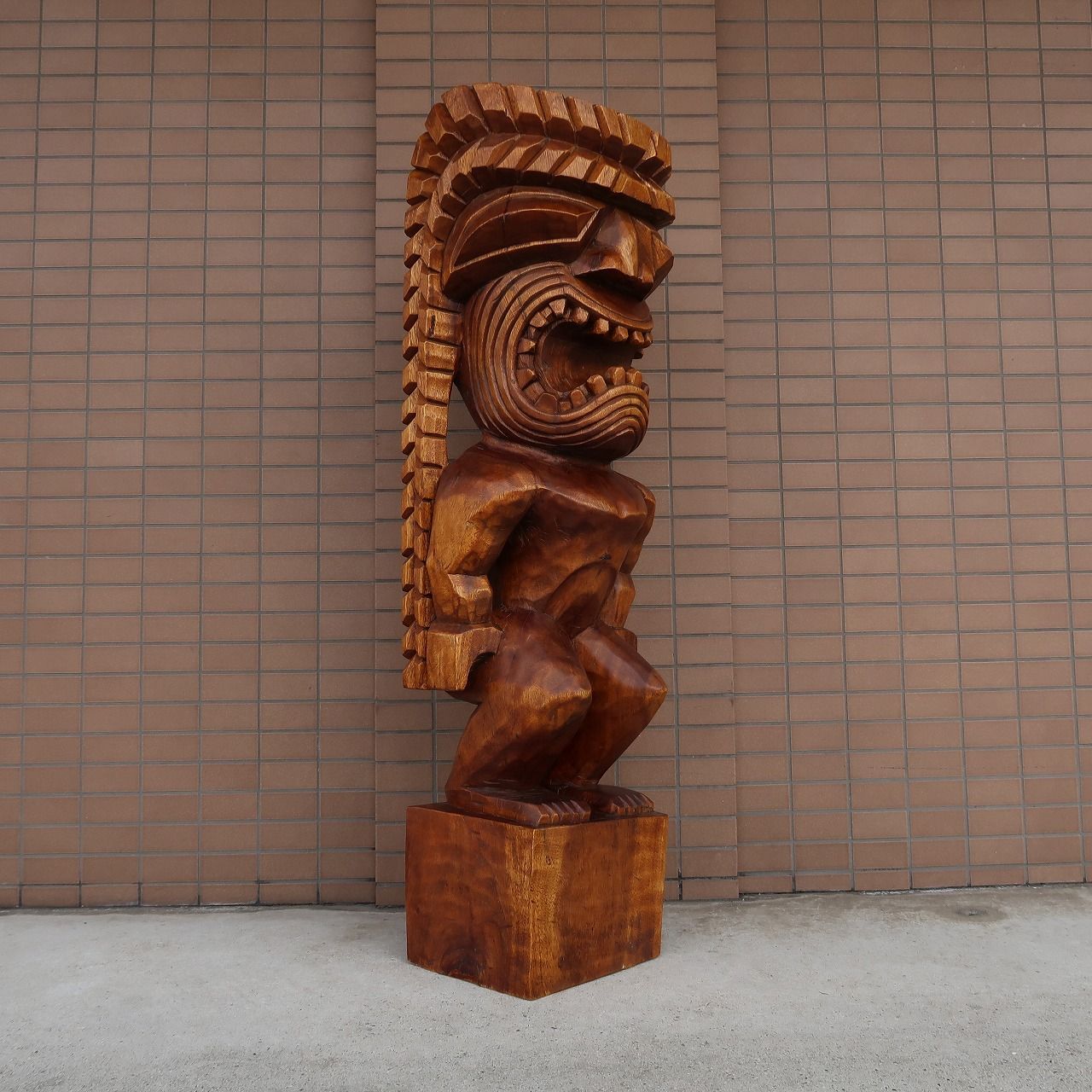 ティキの木彫り ティキ カナロア TIKI KANALOA 120cm 木製スワール無垢