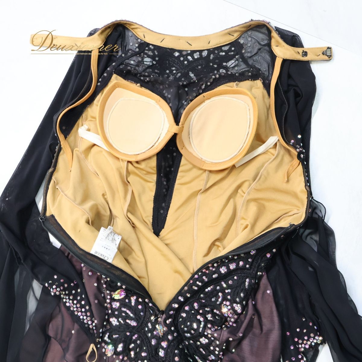 CHACOTT - 【社交ダンス衣装】ブラック Chacott チャコット ワンピース ドレス ピンク 黒 フロート レース デモ 競技用 高級感 上品 社交ダンス衣装】ブラック Chacott チャコット ワンピース