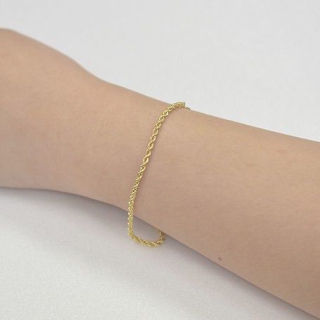 K18 ブレスレット ロープチェーン 男女兼用 パイプロープブレスレット