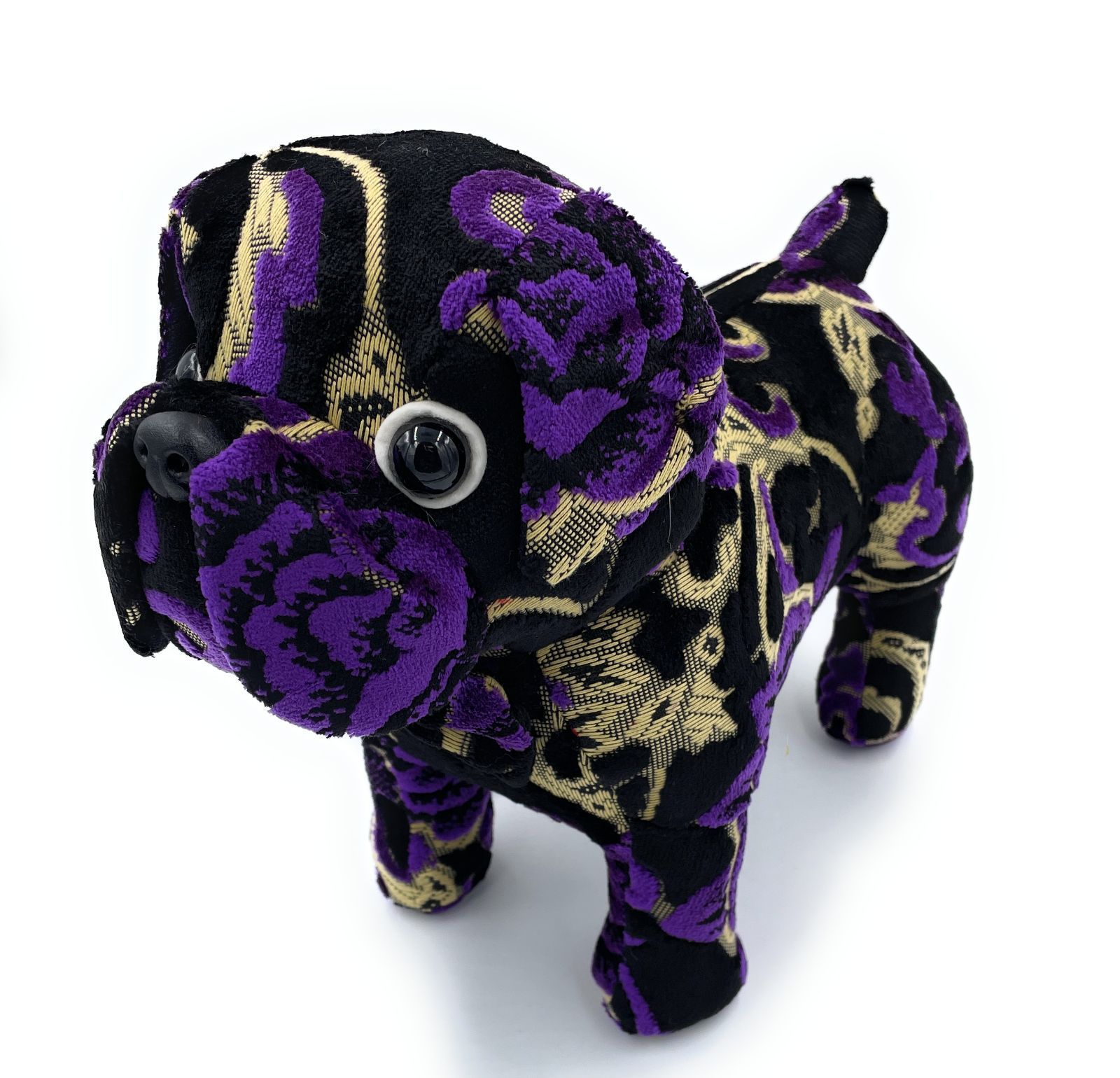 金華山 ブルドッグ【ぬいぐるみ】　新格子 パープル 金華山ぬいぐるみかなりしっかりした作り♪軽トラのヒジ置きにも