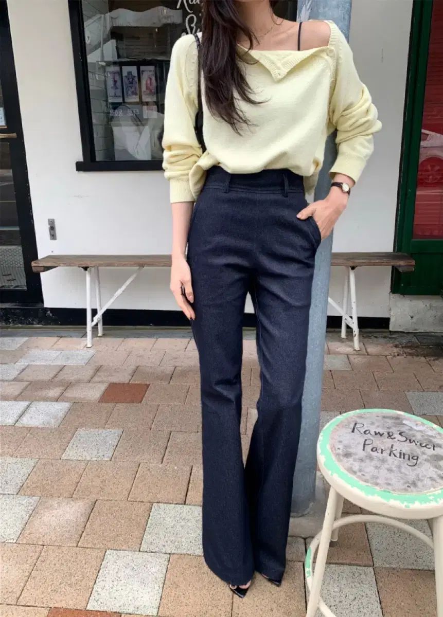 luvmiu ルア ボタン ニット レモン