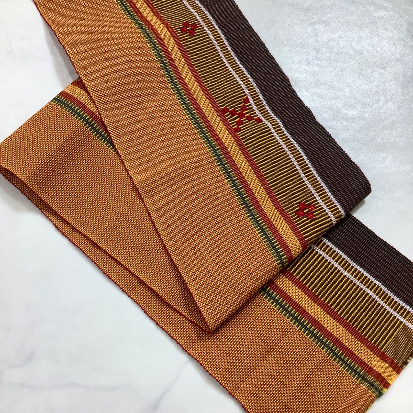 kimono one●厳選● ● 県●八重山ミンサー織●花織●最 ●素敵な半幅帯●長尺●半幅帯半巾帯小袋帯●378㎝●着物帯小紋普段着半幅帯単衣浴衣