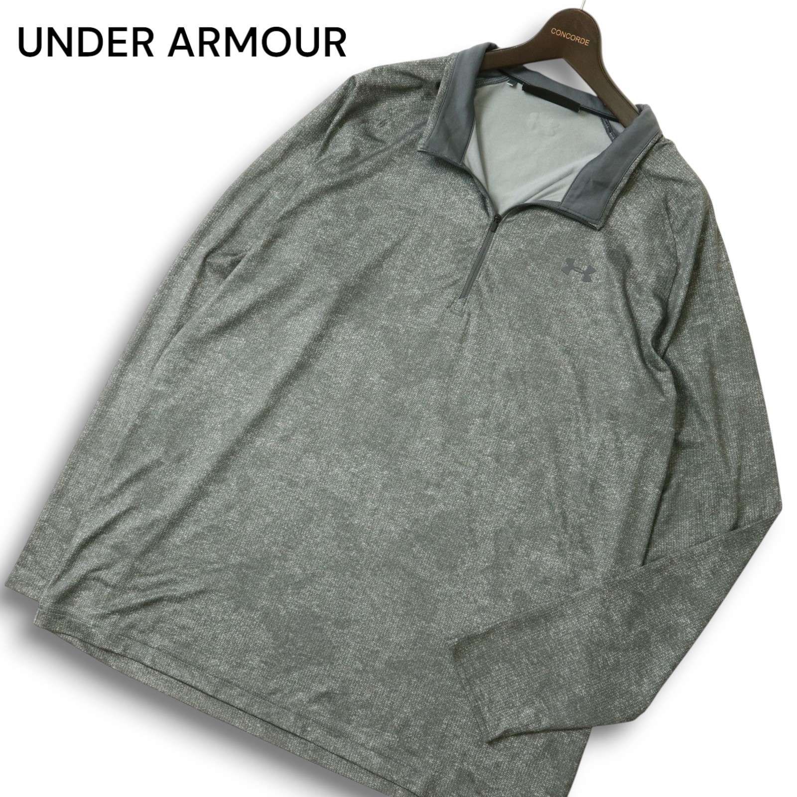 UNDER ARMOUR アンダーアーマー 長袖 ハーフジップ ポロシャツ Sz.XXL メンズ 灰 グレー大きいサイズ トレーニング ゴルフ