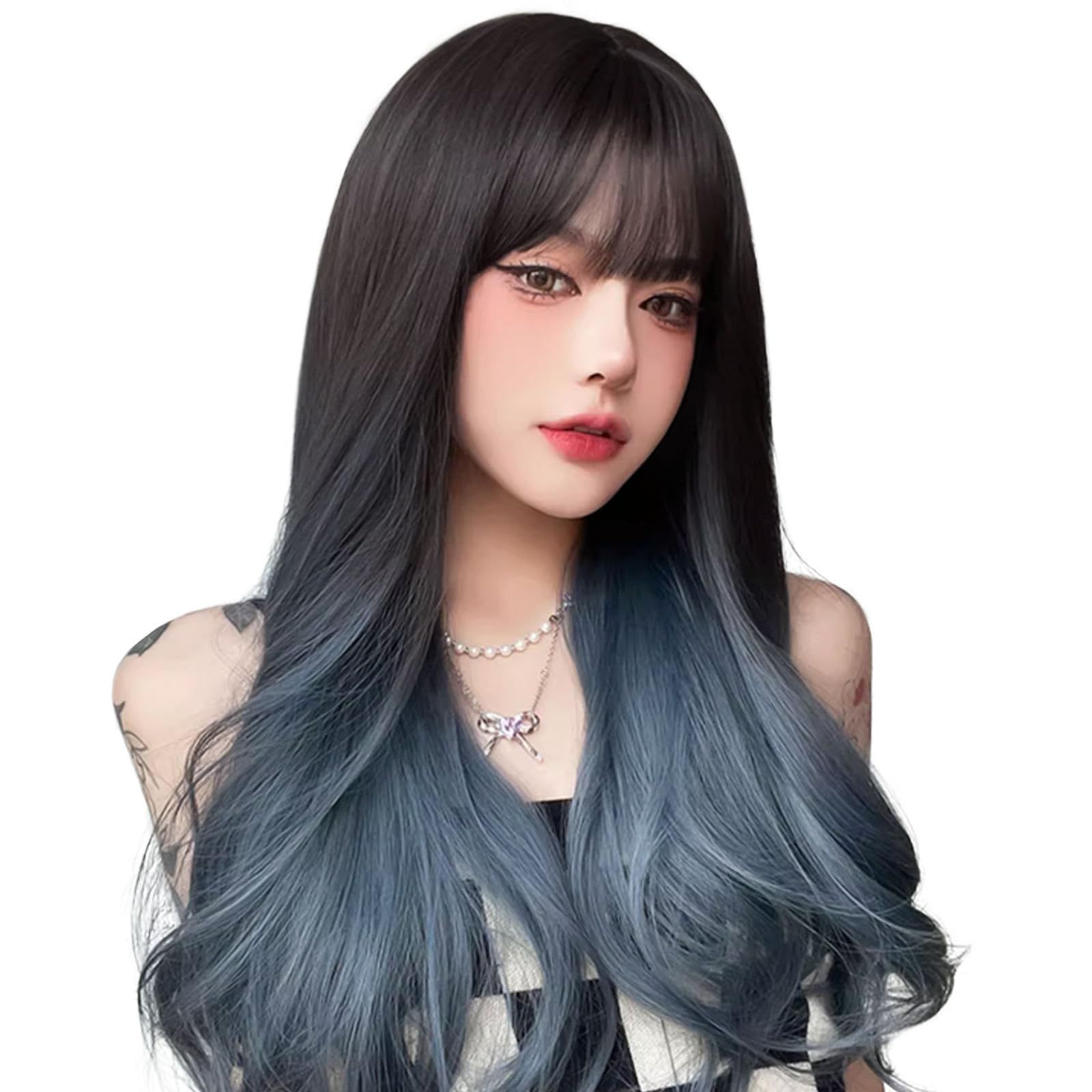 『在庫処分』 ぱっつん前髪 フルウィッグ ふわふわ wig ロングカール レディース 女装 普段使い カール 自然 巻き髪 耐熱 ウェーブ 人気 ロング 小顔効果 ウィッグ ネット付き BARSDAR グラデ-ネ