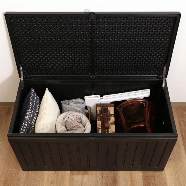 ネイル 収納ベンチ スツール 耐荷重100ｋｇ 収納ボックス 宅配ボックス 宅配BOX 防水 大容量 大型 270L 55253 ごみ箱 ダストボックス 室内 屋外 ベンチ 椅子 収納ＢＯＸベンチ ブラック 便利 安全 他の商品との同梱不可