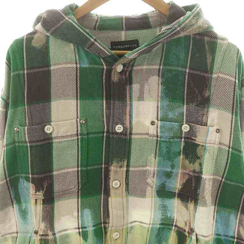 フォーサムワン FORSOMEONE HOODED CHECK SHIRTチェック柄シャツ 