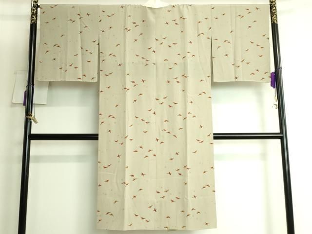 平和屋着物 上質な長襦袢 袷 小鳥 利休茶色地 金彩 DZAA9792kh5