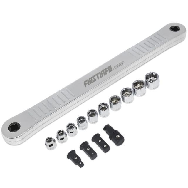 良匠 FIRSTINFO TOOLS エクステンションラチェットドライブ 超ショートソケット8~17mm ソケットアダプター4個 差込角9.5