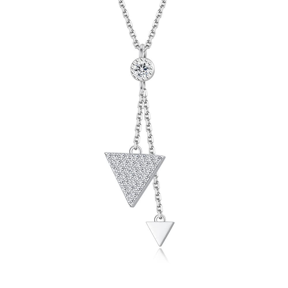 Ashley Jewelry ネックレス シルバー925 トライアングル 三角形 ペンダント レディース おしゃれ シンプル クリア