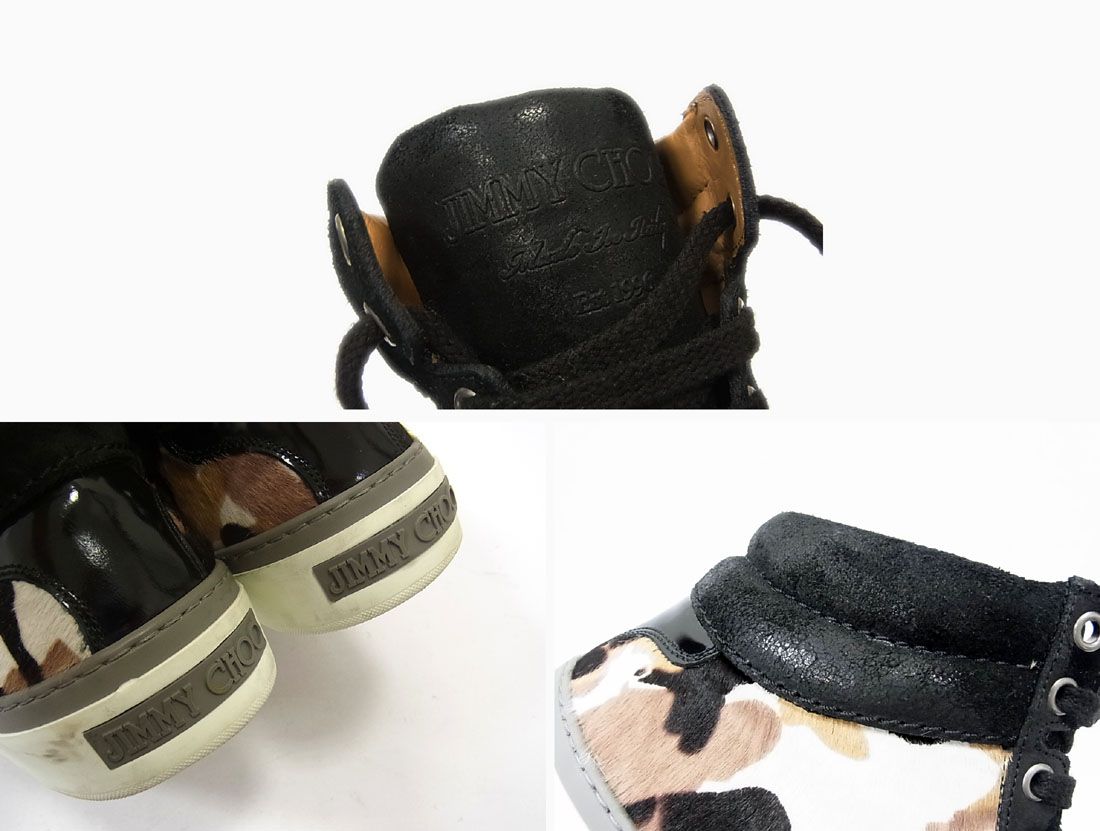 Jimmy Choo ハラコ エナメル レザー ハイカット スニーカー レオパード