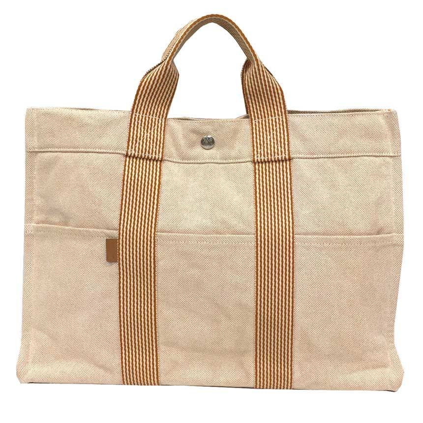 美品 HERMES ニューフールトゥMM トートバッグ オレンジ aq8307 - メルカリ