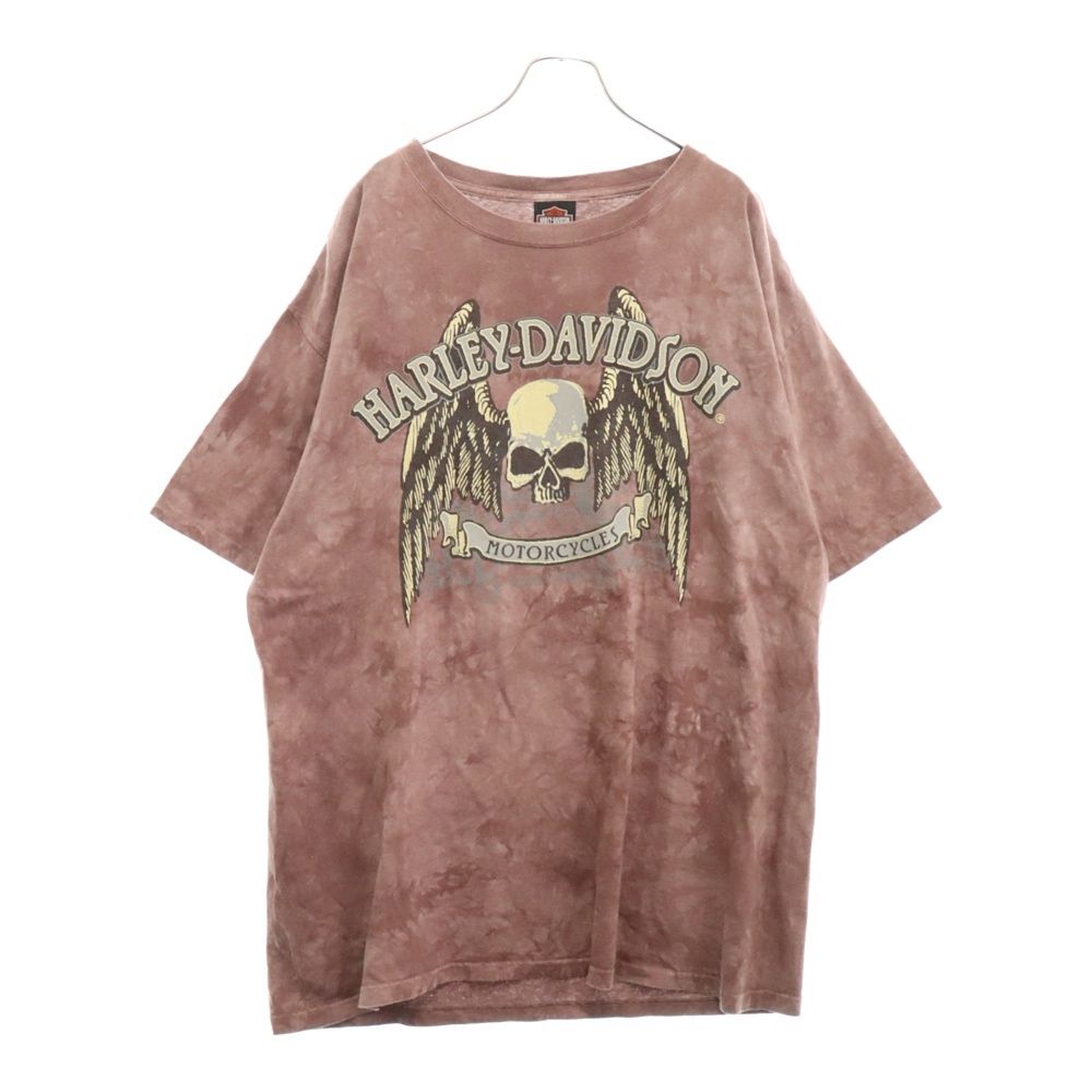 HARLEY DAVIDSON (ハーレーダビッドソン) mauve smoke print フロントロゴプリント 半袖Tシャツ カットソー ピンク