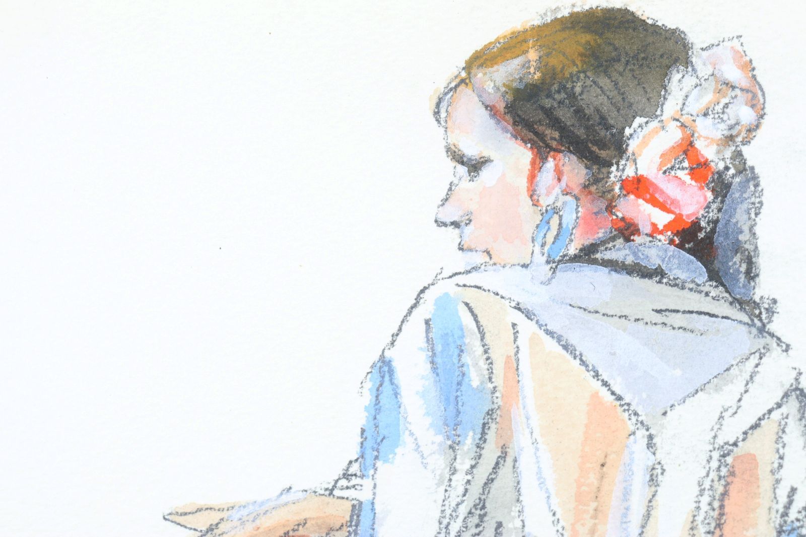 アンティークビスクドール ジュモー 絵画 水彩画 金額縁 直筆 東京都