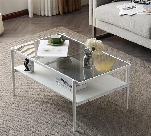 オーエスジェイ(OSJ) ガラステーブル ローテーブル センターテーブル 高級 二段収納 強化ガラス 収納付き おしゃれ リビングテーブル 強化ガラス天板 おしゃれ ダイニングテーブル コーヒー