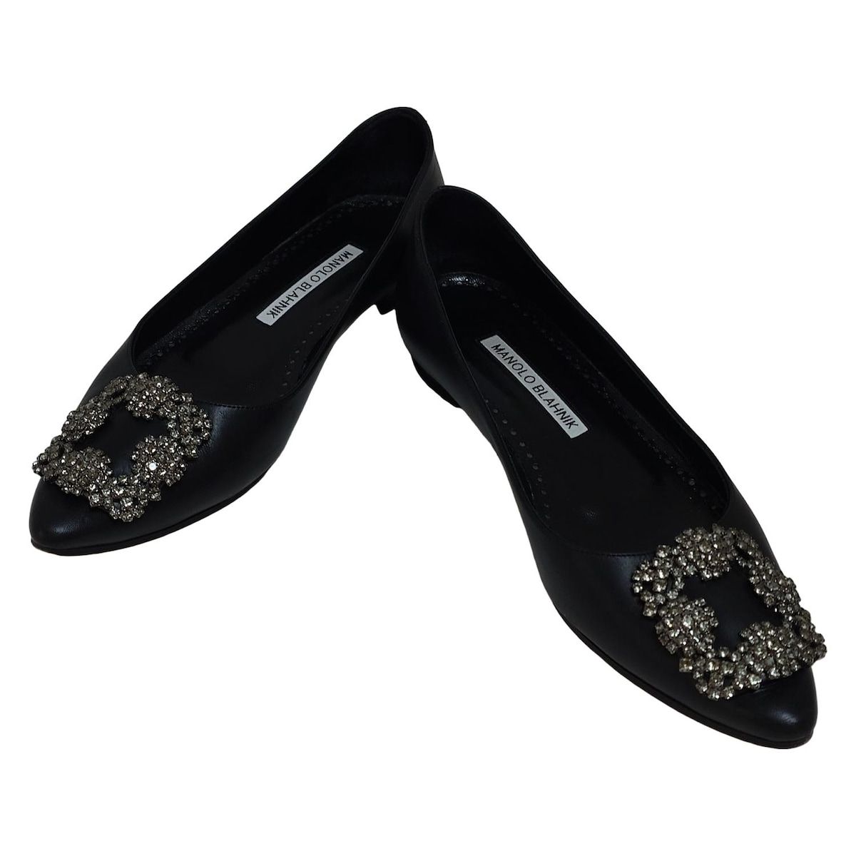 MANOLO BLAHNIK(マノロブラニク) フラットシューズ 34 レディース - 黒  