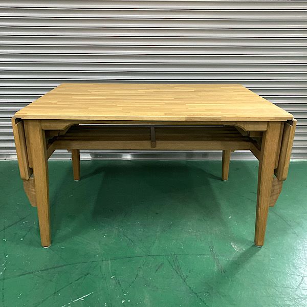 ダイニングテーブル ドロップリーフ式 木製 左右拡張 収納付 天然木 拡張 最大1800 作業台 完成品 110591