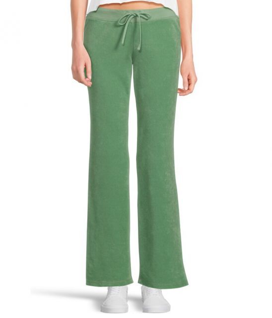 【送料無料】 ジューシークチュール レディース カジュアルパンツ ボトムス Washed Towel Terry Heritage Wide Leg Track Pants Kiwi