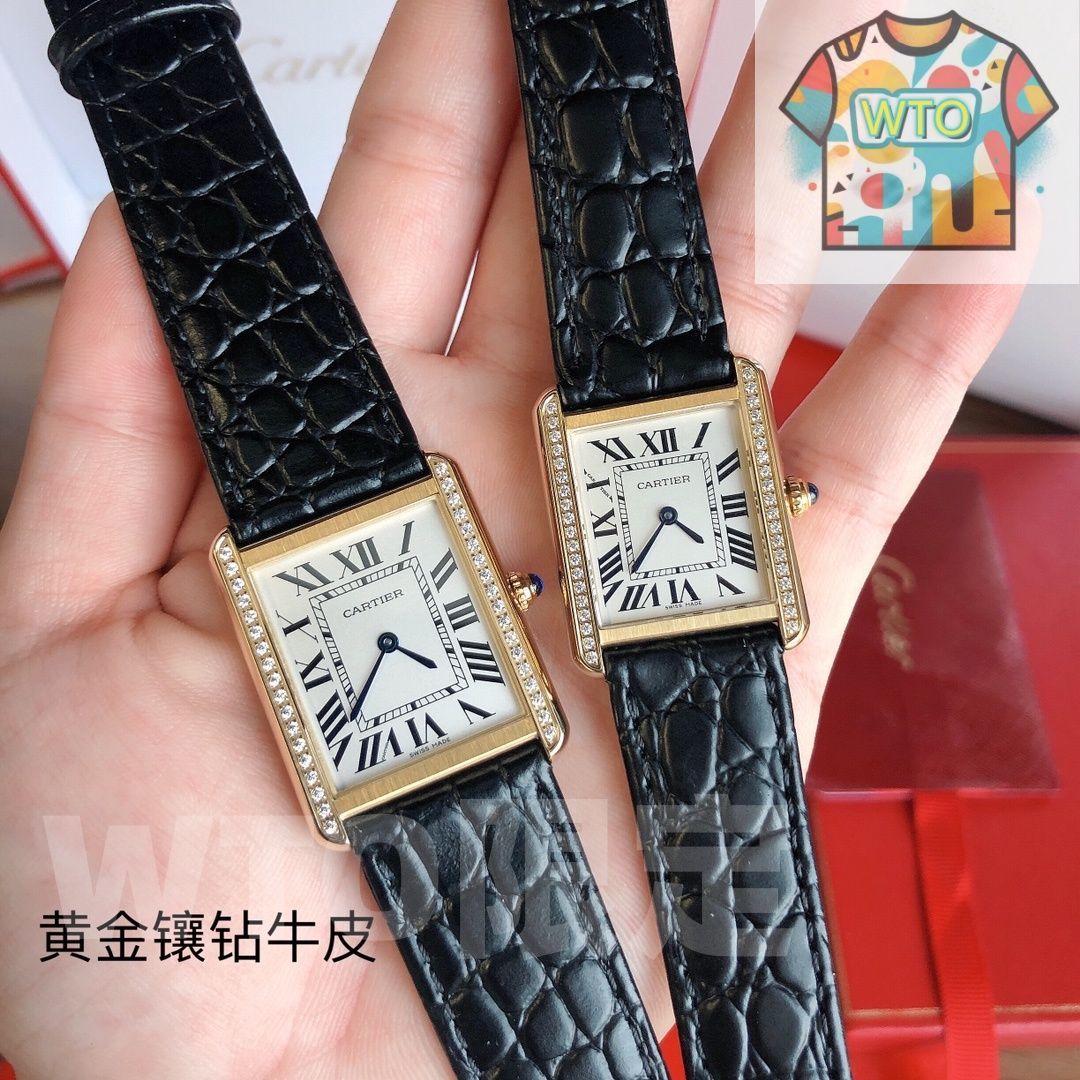 Cartier クォーツ 時計 カルティエ マストタンク SM QZ 5057001 SV925 革 純正尾錠（GP
