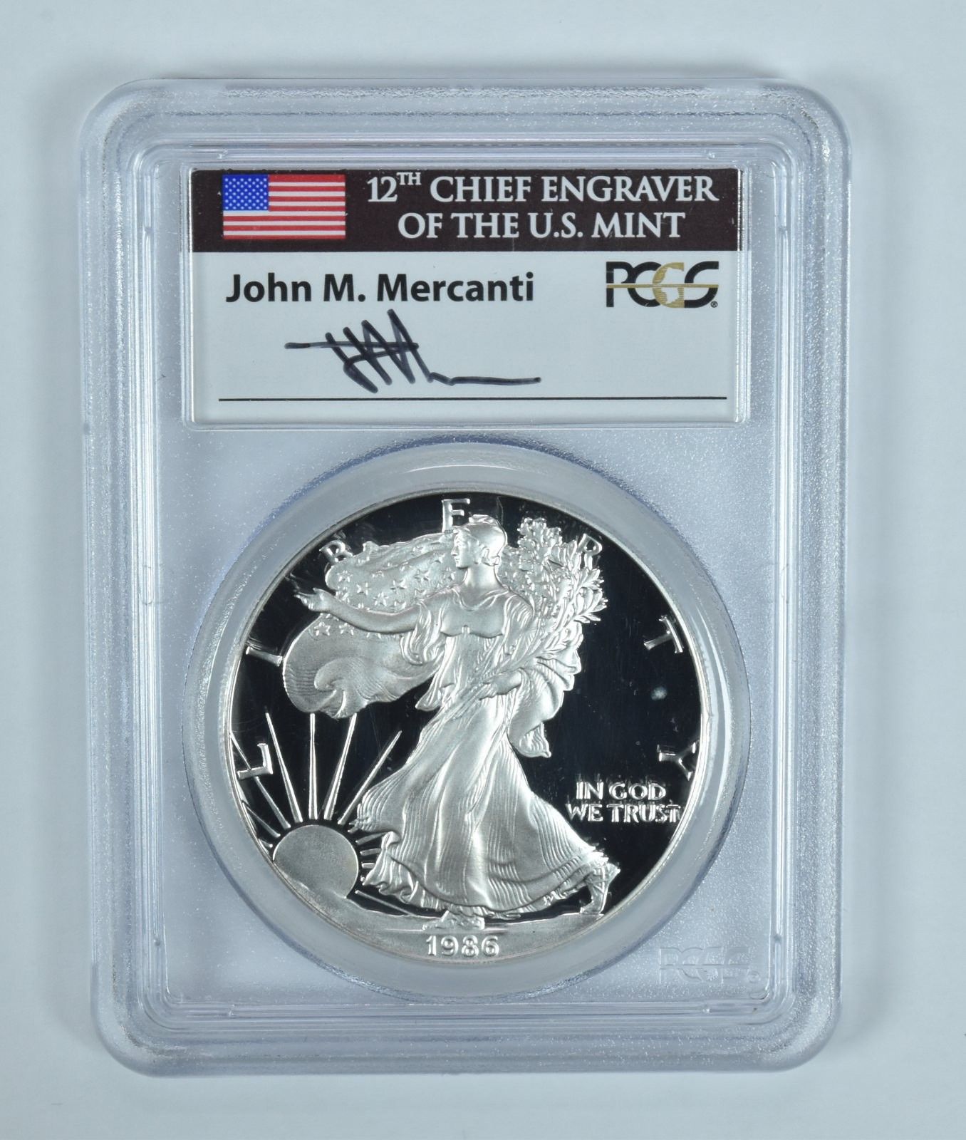 1986-S アメリカン シルバー イーグル メルカンティ サイン入り PR69 DCAM PCGS