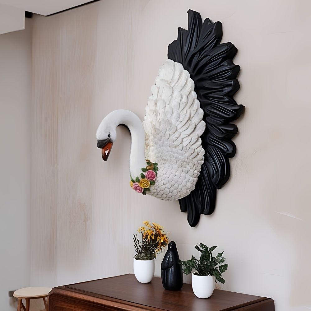 壁掛け インテリア 白鳥 スワン ユニーク オシャレ 玄関ドア リビング ダイニング 寝室 室内インテリア 屋内 装飾 DIY おしゃれ プレゼント 贈り物 ギフト 樹脂 感