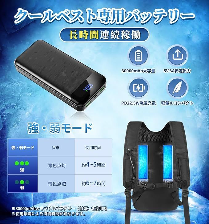 クールベスト・ペルチェベスト 30000mAhバッテリー付き　最大-25℃冷却 楽天市場】ペルチェベスト最大-21℃ 瞬間冷却 20000mAh