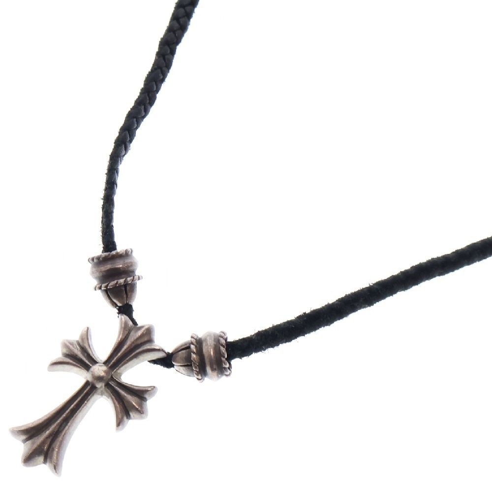 CHROME HEARTS (クロムハーツ) CH CRS SML BC/スモールCHクロス レザーブレイド Wボロチップ シルバーネックレス