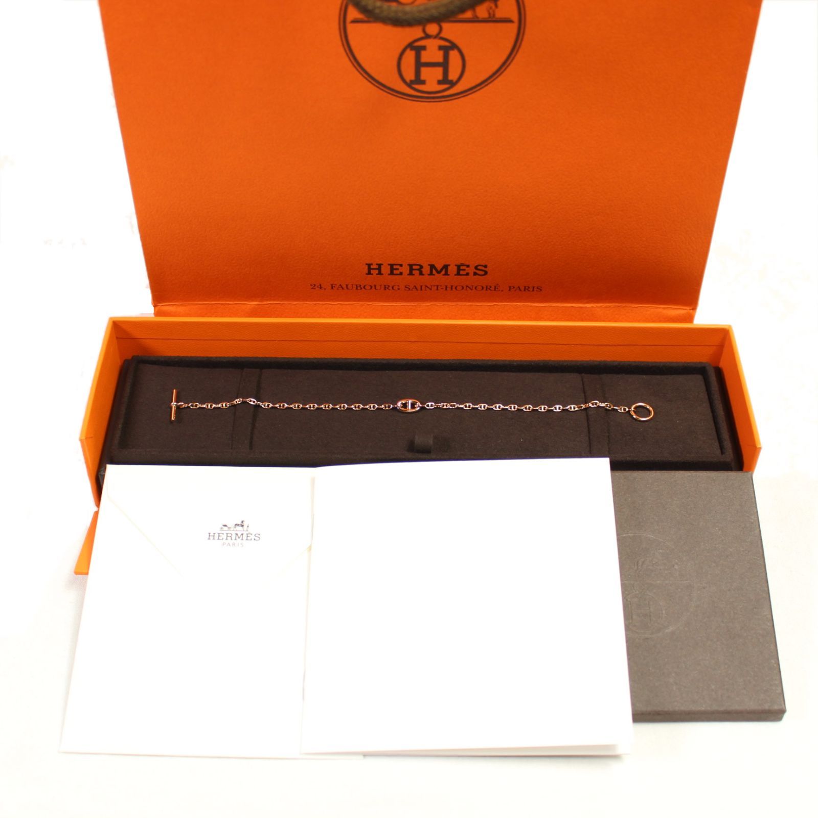 新品 エルメス HERMES ファランドール TPS シェーヌダンクル ブレスレット PG 750 証明書【中古】7097