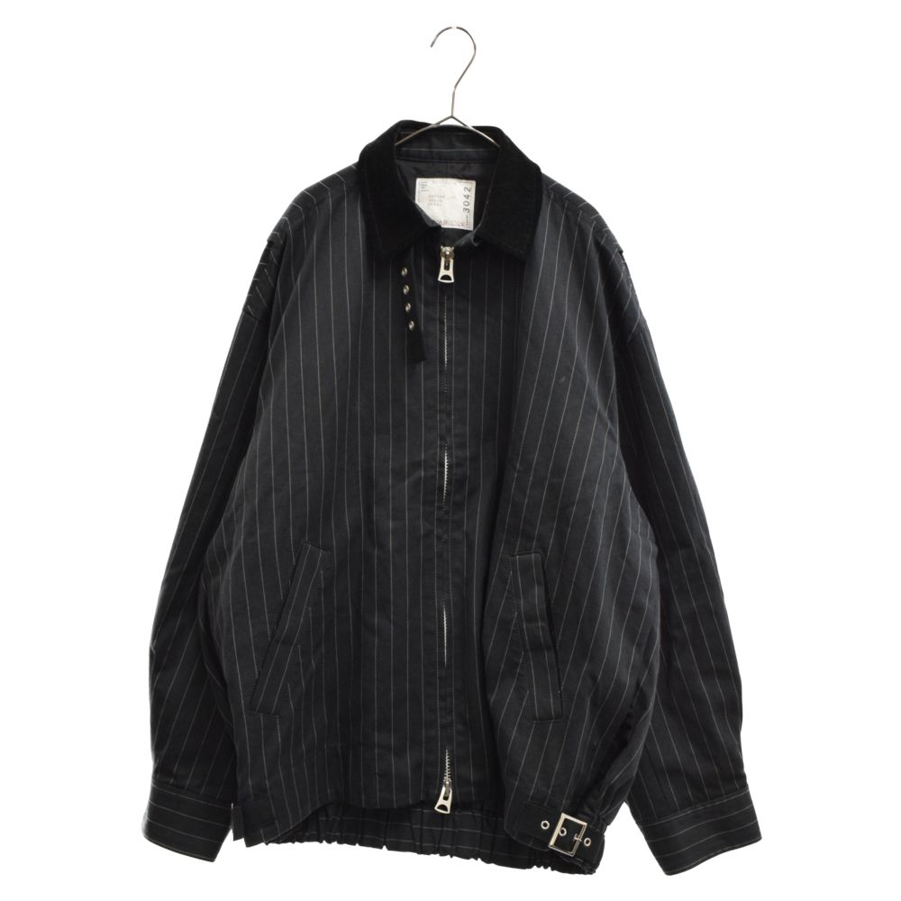 Sacai (サカイ) 23SS Chalk Stripe Blouson 23-03042M チョークストライプブルゾン ジップアップジャケット  ブラック