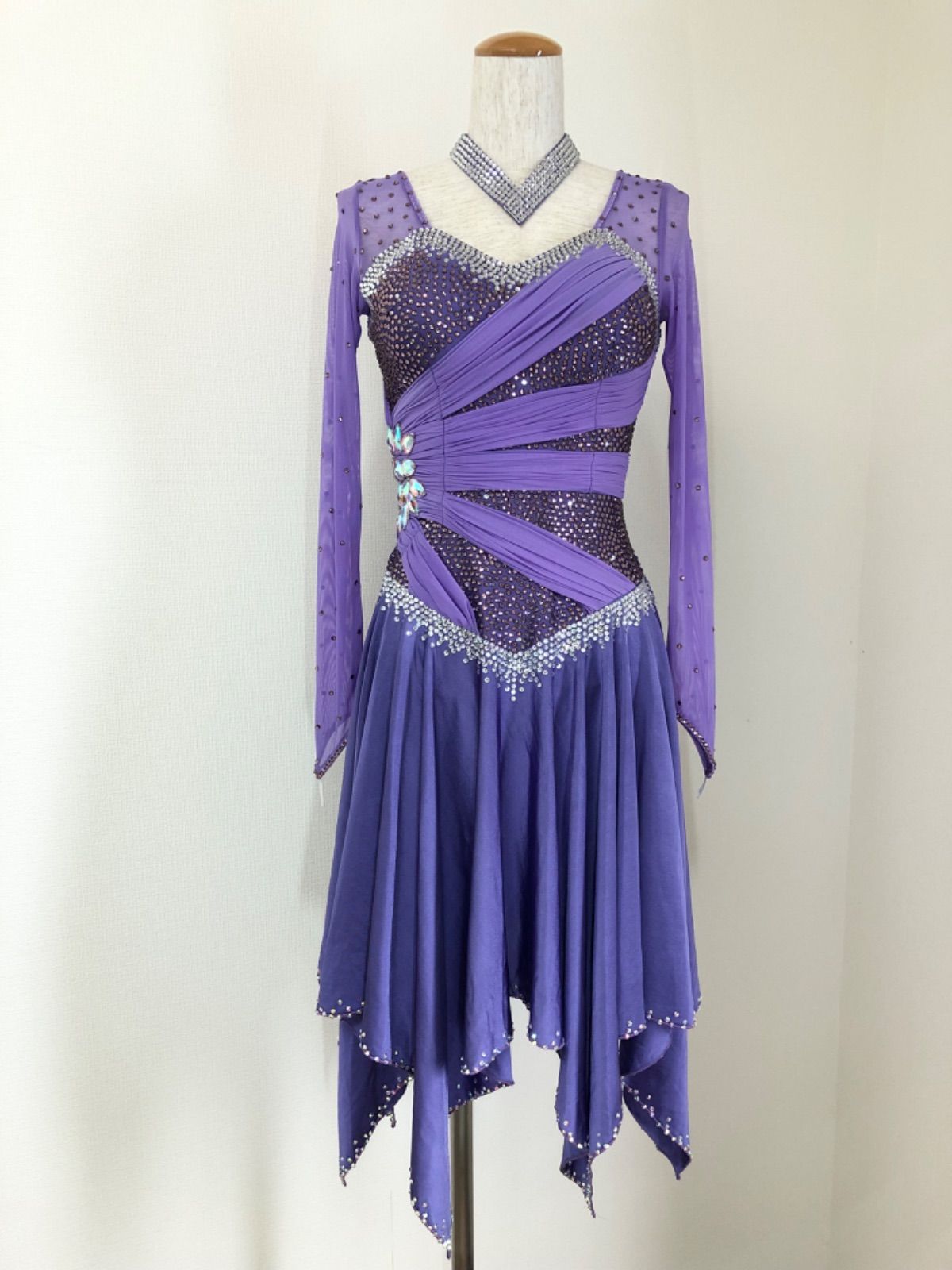 【美品】社交ダンスラテンドレス（チョーカー付）パープル 美品】社交ダンスラテンドレス（チョーカー付）パープル - メルカリ
