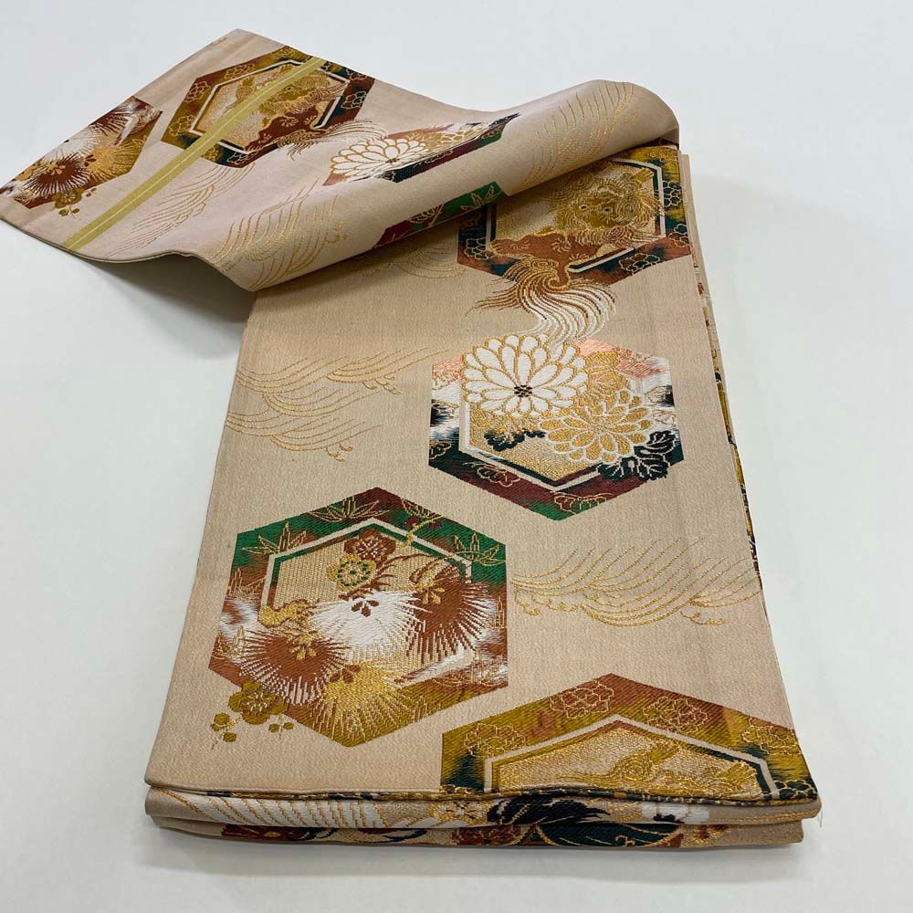 丸帯 アンティーク ヴィンテージ 全通 金帯 398cm 花嫁衣装 貸