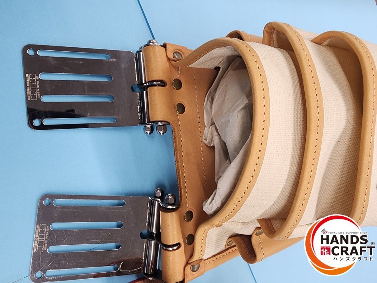 ツーウェイタイプ帆布生地ヌメ革補強3段腰袋