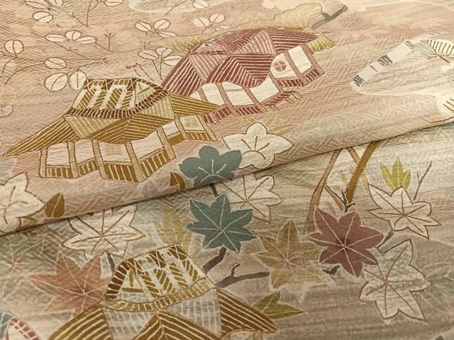 平和屋着物○訪問着 松竹梅風景文 暈し染め 金彩 正絹 逸品 AAAU8005zg