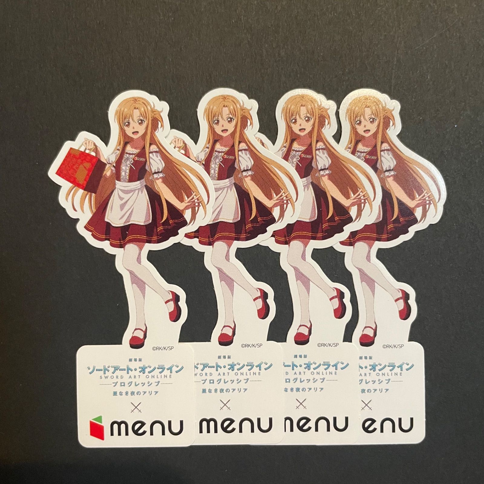 ソードアートオンラインシール アスカ 4枚セット menuコラボ - メルカリ