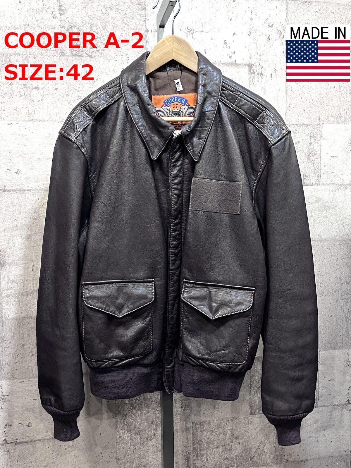 美品■COOPER フライトジャケット　A-2 山羊革　ゴートスキン　42 美品 USA製 COOPER ゴートスキン A-2 フライトジャケット 42 クーパー