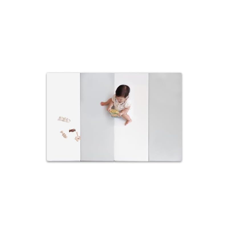 ケラッタ プレイマット 折りたたみ 赤ちゃん 1級防音 防水 厚手 160×120cm グレー×ホワイト 0