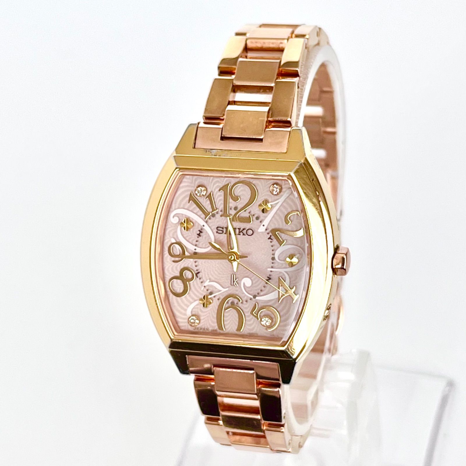 セイコー ルキア レディース 腕時計 稼働 電波ソーラー 磨き済み SEIKO LUKIA ピンクシルバー文字盤 ゴールド