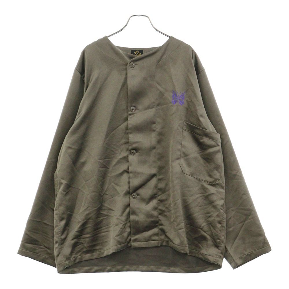 Needles (ニードルス) 23SS Pajama Shirt Poly Sateen バタフライプリント ポリサテン 長袖パジャマシャツ カーキ MR267SH