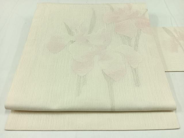 平和屋着物＊夏物 九寸名古屋帯 燕子花 銀糸 正絹 逸品 AAAX3921jh