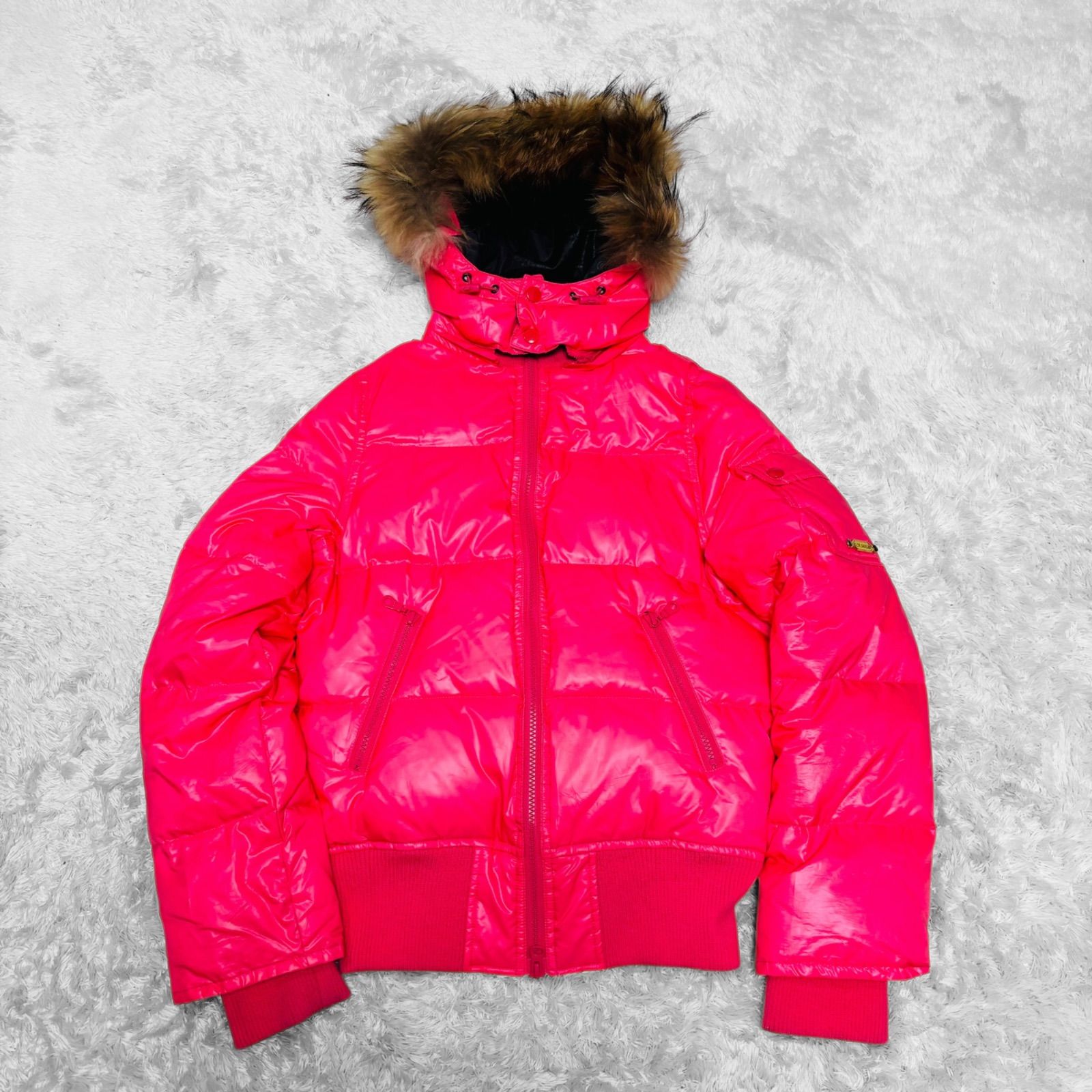 y2k CAMP7リアルファー ダウン　光沢 グランジ　肉厚　短丈 お兄系 L y2k CAMP7リアルファーダウン 光沢 グランジ 肉厚 短丈 お兄系 黒 L