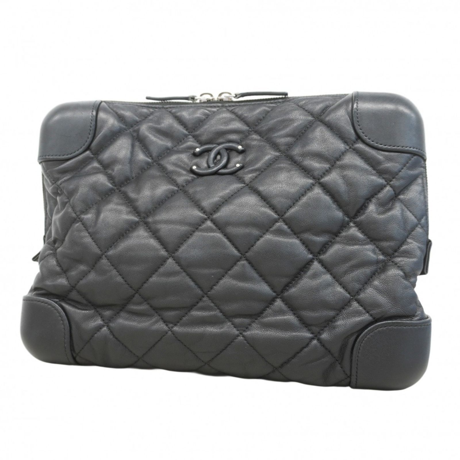 CHANEL ブラックレザー クラッチバッグ 洗練されたブラック ミニサイズ 25C【CHANEL】チェーンクラッチ