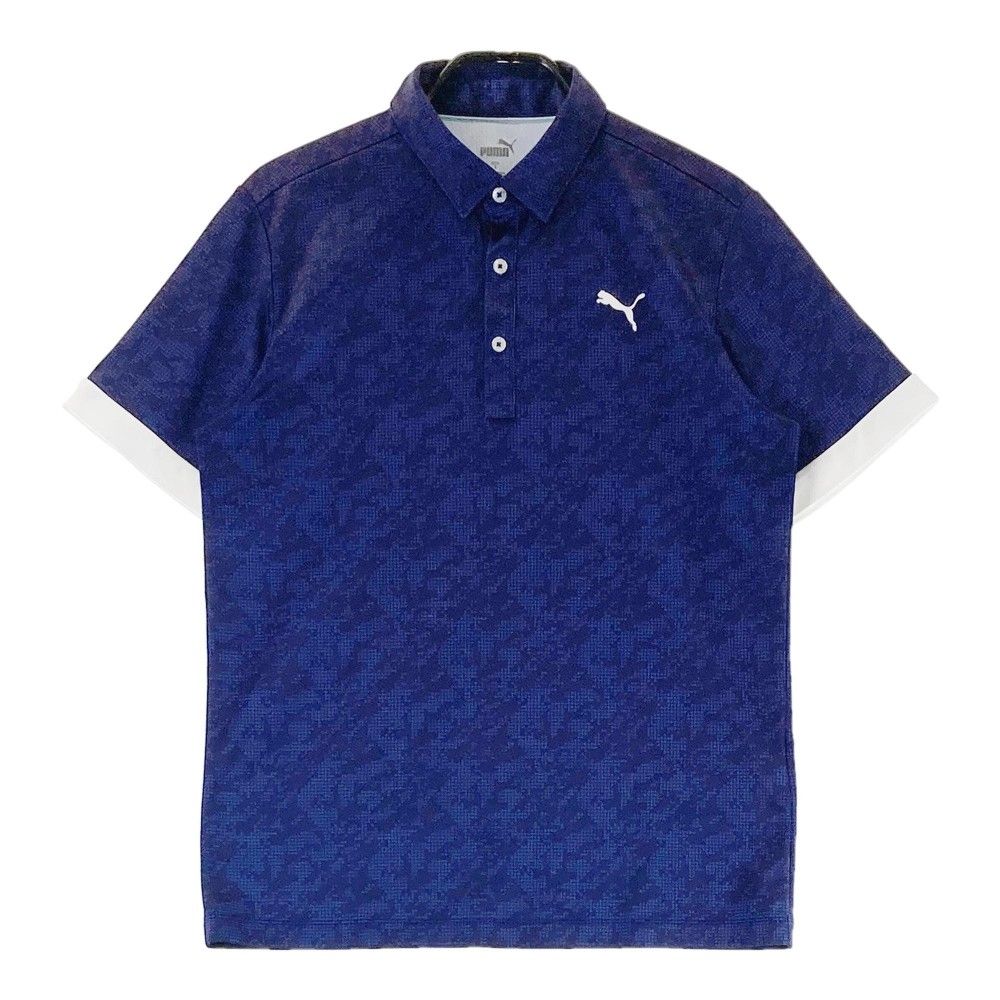 サイズ：L PUMA GOLF プーマゴルフ  半袖ポロシャツ 総柄 ネイビー系 [240101447054] ゴルフウェア メンズ ストスト